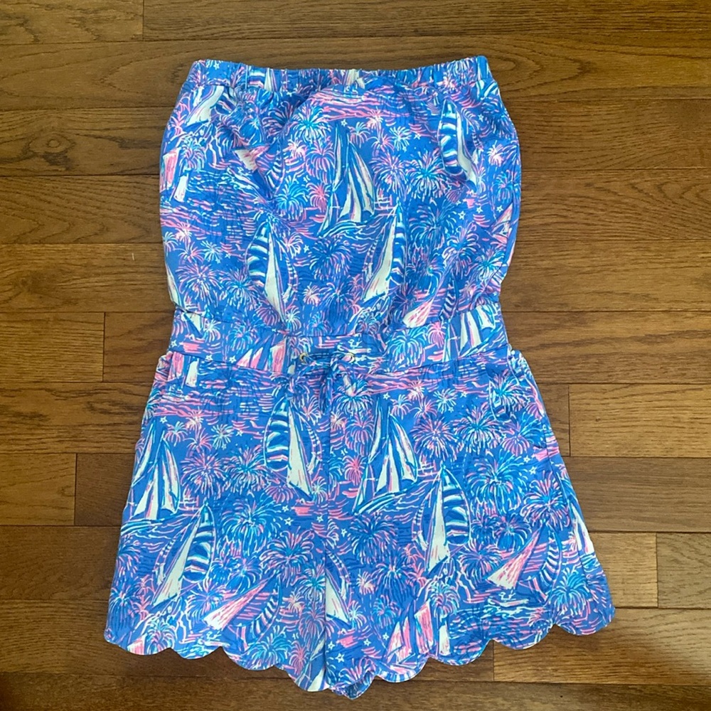 NWT Lilly Pulitzer Jace Romper Boca Blue It's A Sailabration